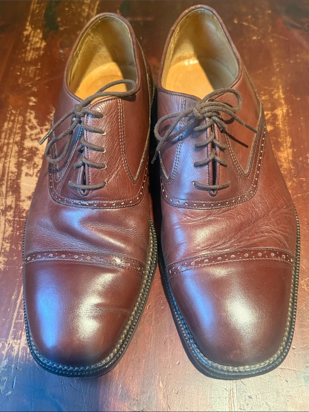 Johnston & Murphy Chestnut Brown Cap-Toe Oxfords 11